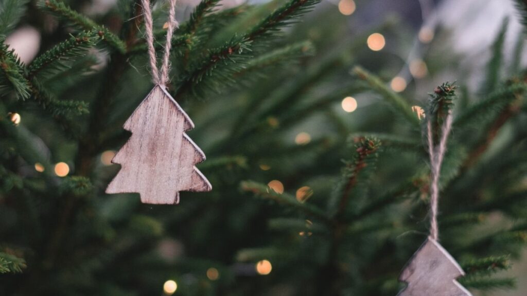 christmas tree ornaments on christmas tree