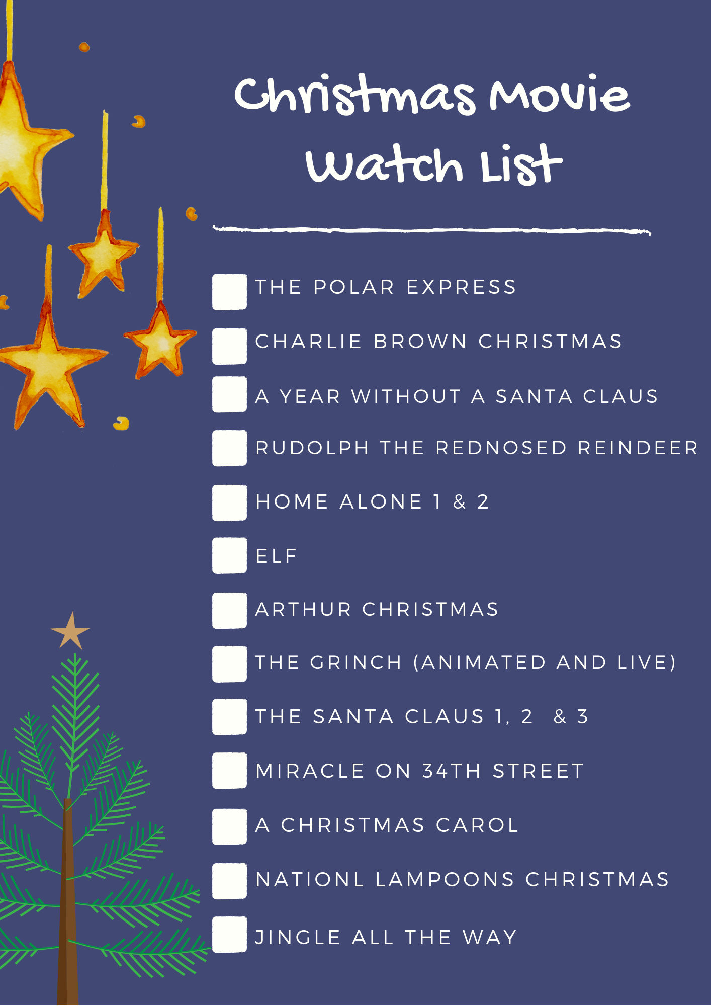 Christmas movie watch list for the holidays