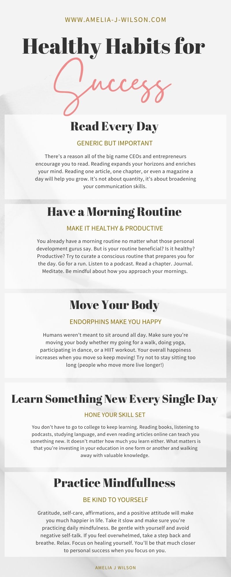 Simple Healthy Habits that Will Help You Achieve Success - Amelia J. Wilson