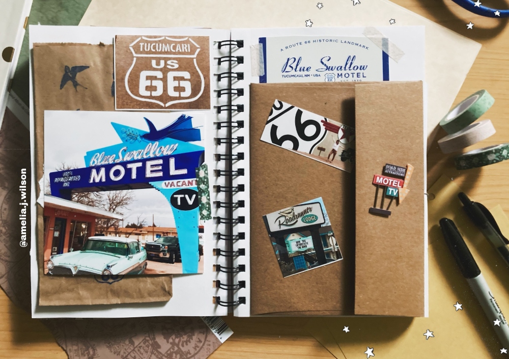 blue swallow motel route 66 scrapbook page