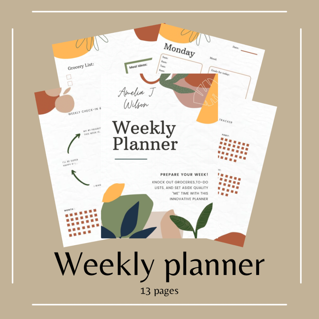 weekly planner with a plant theme