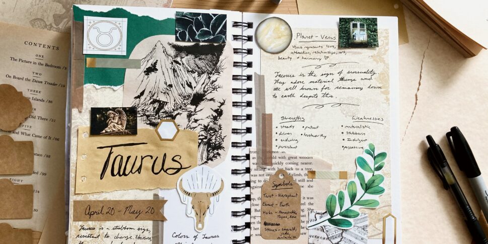 taurus zodiac astrology scrapbook spread