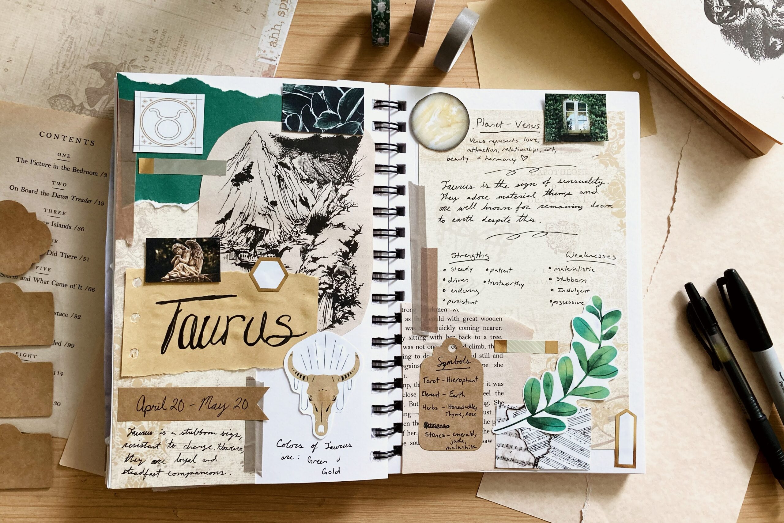 Taurus Art Journal Scrapbook Spread