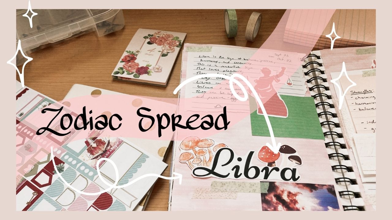 Libra zodiac art journal spread